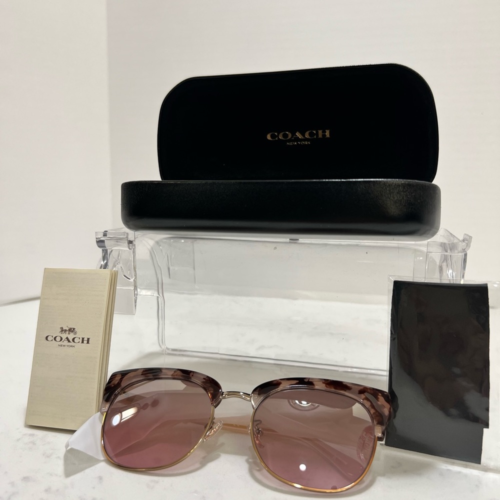 Coach Sunglasses with Tortoise and Pink Lenses - Picture 3 of 11